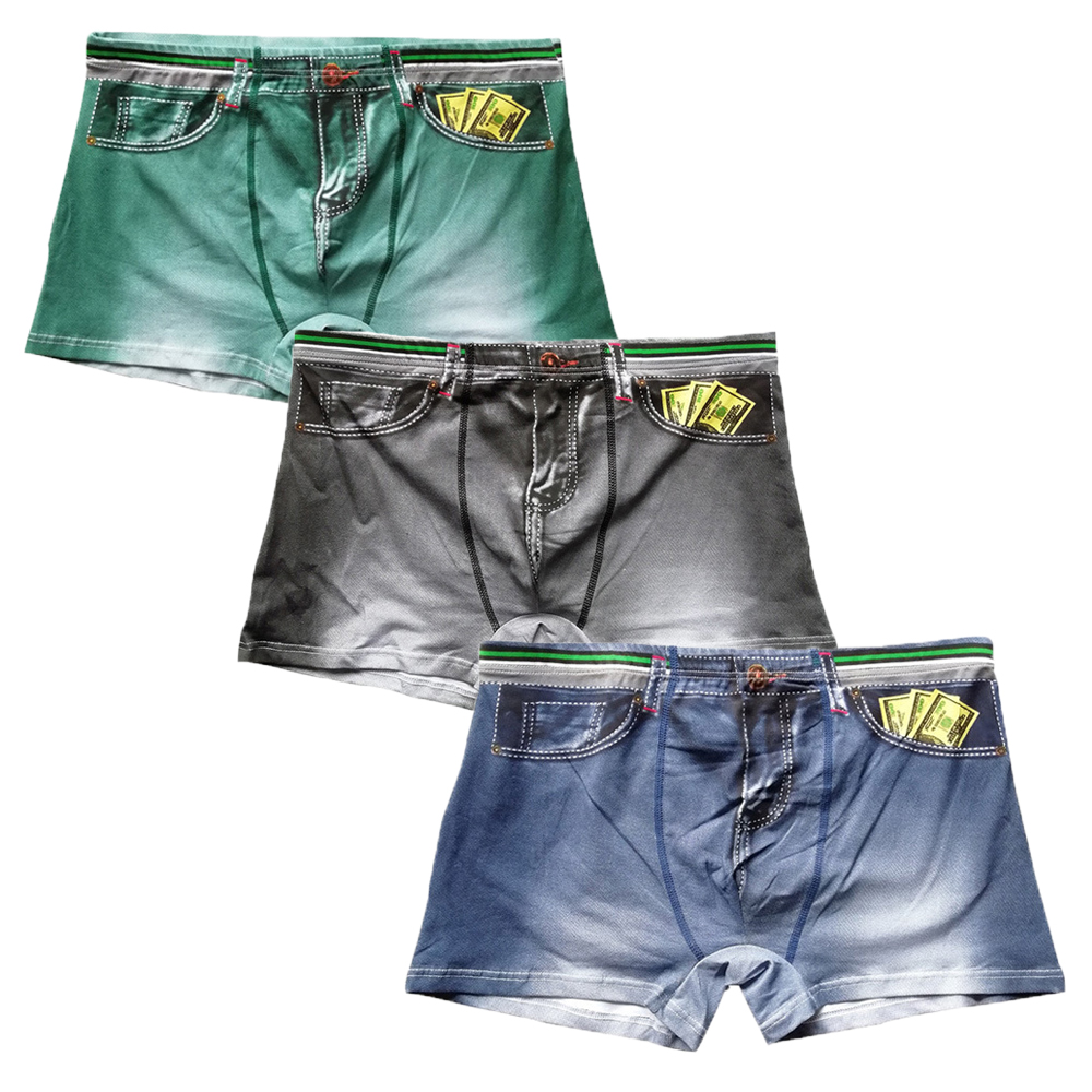 Multi Pack Underwear - 3 개/몫 남자 복서 반바지 데님