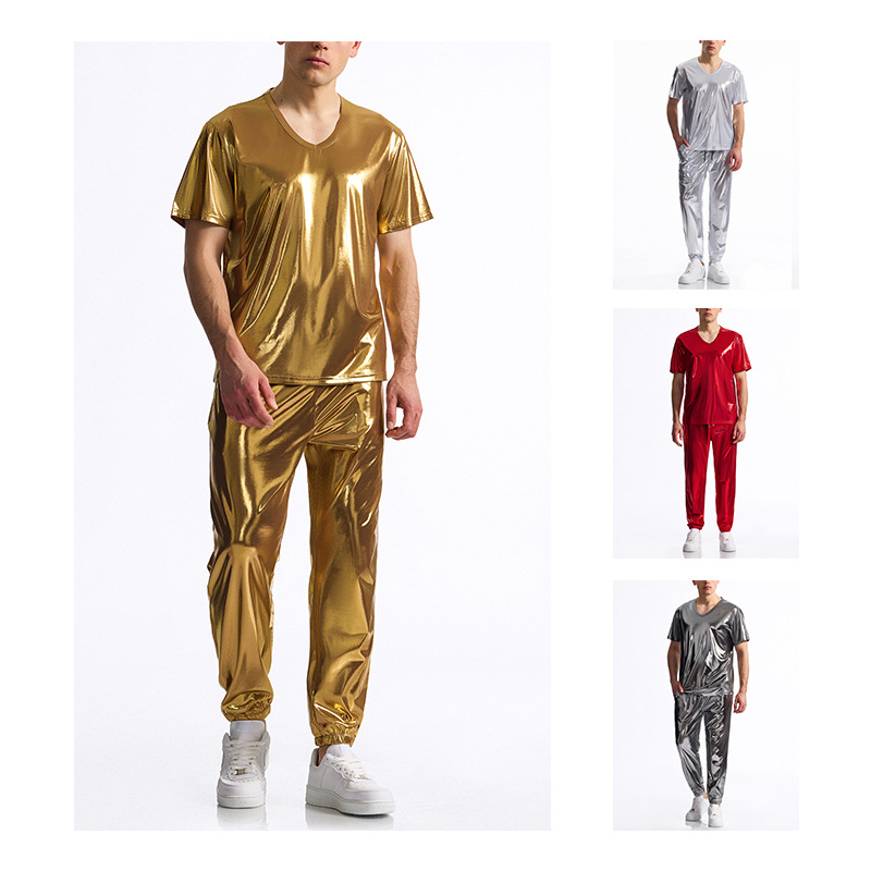 반짝이는 무대 공연용 반팔 타이트핏 티셔츠와 바지 세트 - T Shirt Tight Fit 리뷰 및 가격